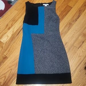 Colorblock Sleeveless Dress - Black, Blue, Gray, 00, EUC